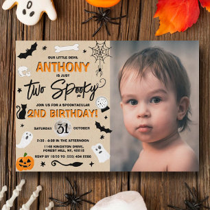 Two Spooky! Halloween 2nd Birthday Photo Invitation