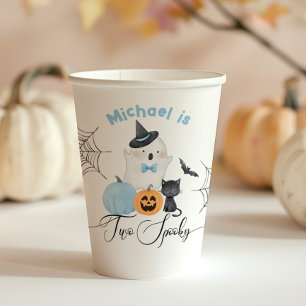 Two spooky Halloween Birthday blue Boo Paper Cups