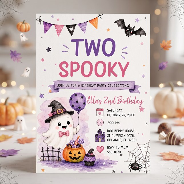 Two Spooky Halloween Birthday Party Invitation (Creator Uploaded)