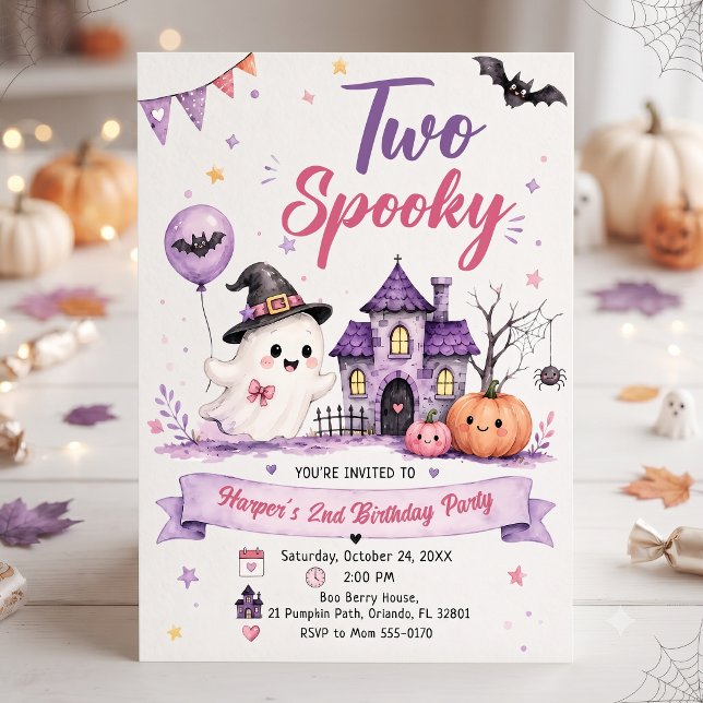 Two Spooky Halloween Birthday Party Invitation (Creator Uploaded)