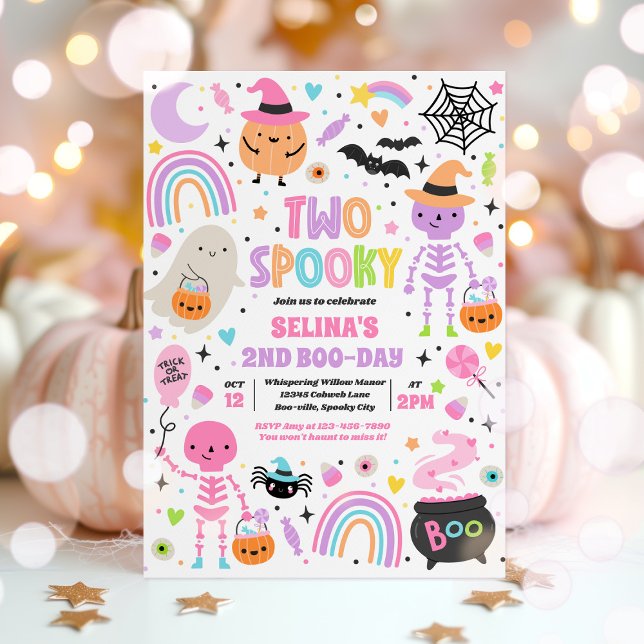 Two Spooky Halloween Cuties 2nd Birthday Party Invitation (Creator Uploaded)