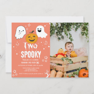 Two spooky Halloween first birthday party Invitati Invitation