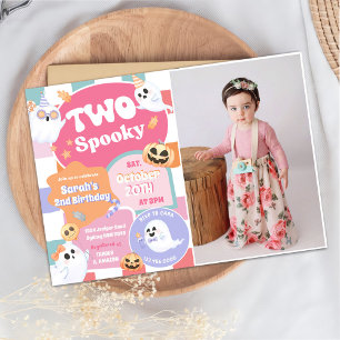 Two Spooky Halloween Groovy 2nd Birthday Party Invitation
