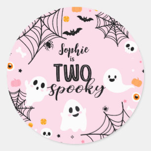 Two Spooky Pink Halloween Ghost Classic Round Sticker