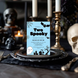 Two Spooky Pink Halloween Second birthday party Invitation