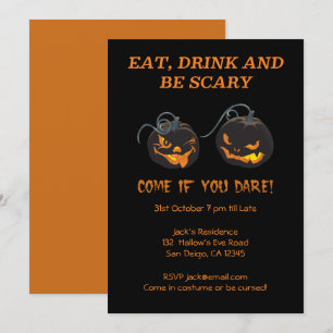 Two Spooky Pumpkins Halloween Party Invitation
