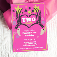 Two Spooky Skeleton Girls Second Birthday