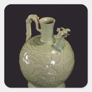 Two spouted jug with a leaf design square sticker