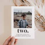Two - Square Photo Birthday Invitation<br><div class="desc">A modern 2nd Birthday invitation featuring your own photo and the word 'two.' underneath.</div>