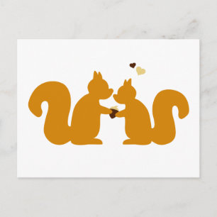 Two squirrels in love postcard