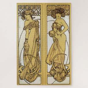 Two Standing Women by Alphonse Mucha Jigsaw Puzzle