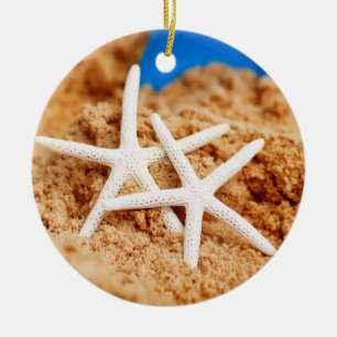 Two Starfish at the Beach Ceramic Tree Decoration