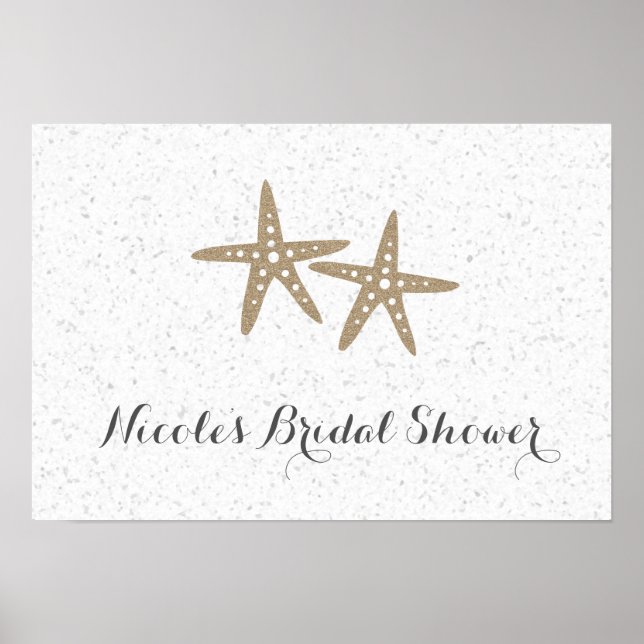 Two Starfish Beach Bridal Shower Party Banner Poster (Front)