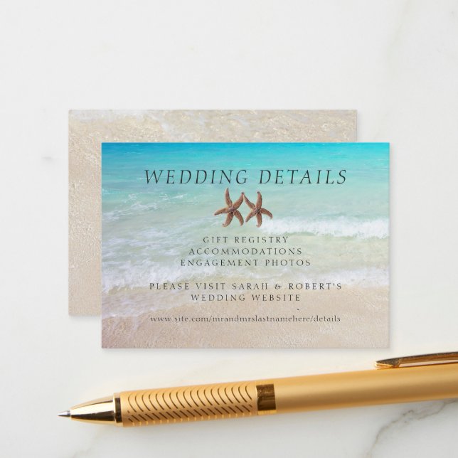Two Starfish Beach Wedding Details 100 Cards (Front/Back In Situ)