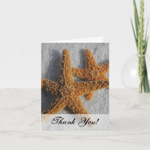 Two Starfish in the Sand, Beach Wedding Thank You Card