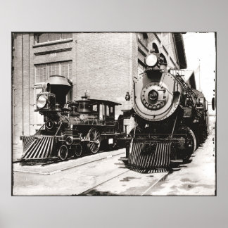 Two Steam Locomotives Poster