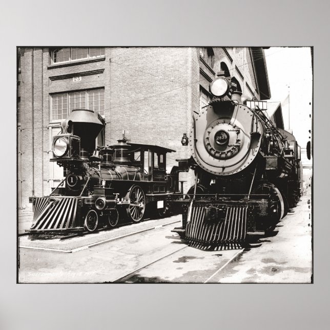 Two Steam Locomotives Poster (Front)