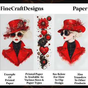Two Steampunk Women In Red CH4 Scrapbook Paper