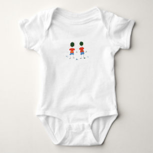 TWO STICK FIGURES. BABY BODYSUIT