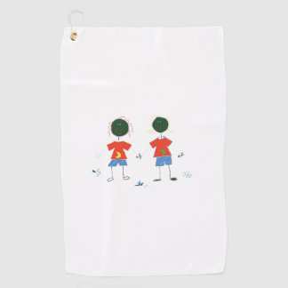TWO STICK FIGURES. GOLF TOWEL