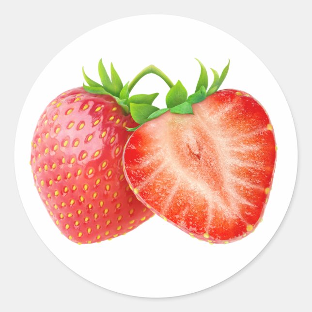 Two strawberries classic round sticker (Front)
