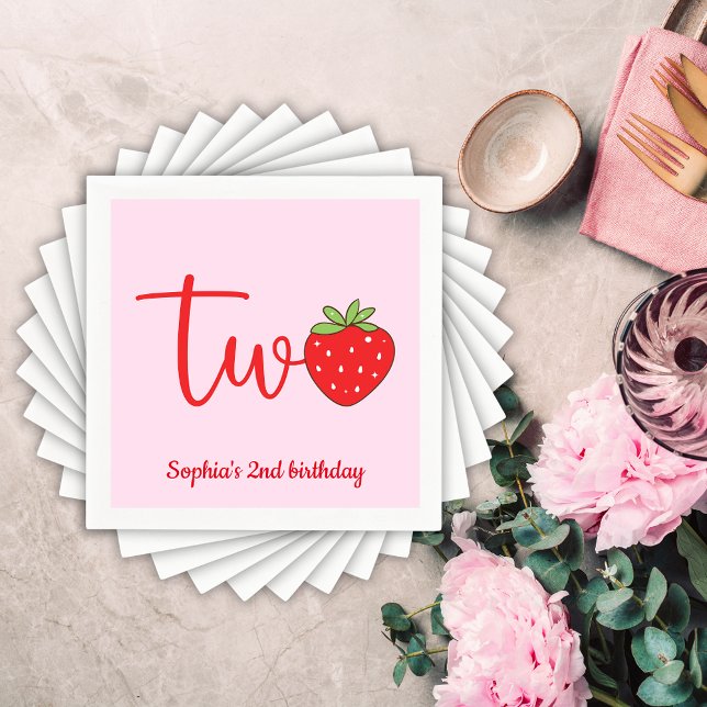 Two Strawberry Birthday Napkin (Creator Uploaded)