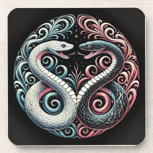 Two stylised snakes coaster