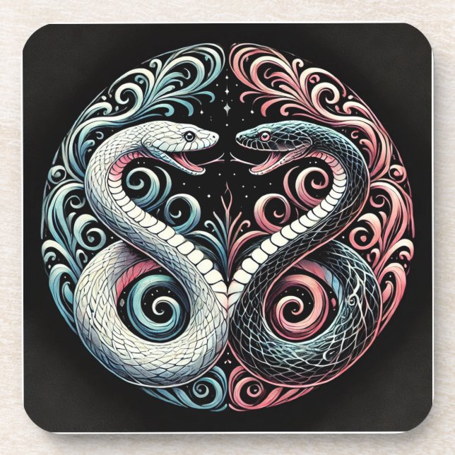 Two stylised snakes coaster (Front)