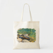 Two Sunbathing Turtles on Rocks Nature Art