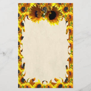 Two Sunflowers Flame Stationery