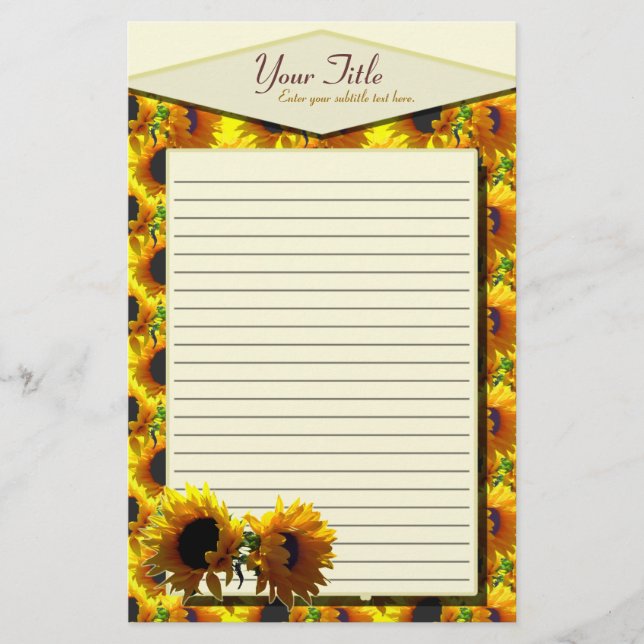 Two Sunflowers Lined Stationery (Front)