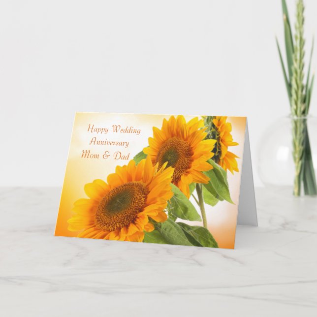 Two sunflowers Wedding Anniversary Mum & Dad Card (Front)