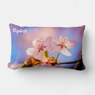 Two Sunlit Sakura Blossoms Lumbar Cushion