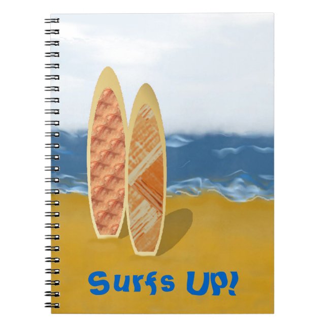 Two Surf Boards on the Beach Spiral Notebook (Front)