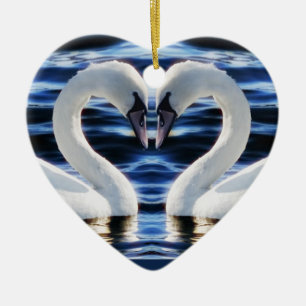 Two swans ceramic tree decoration