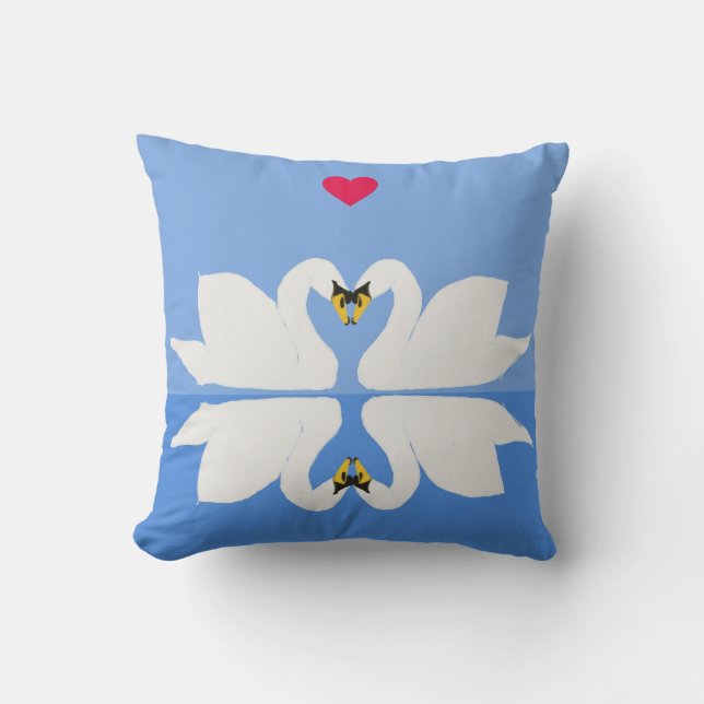 Two Swans in Heart Pose Cushion (Front)