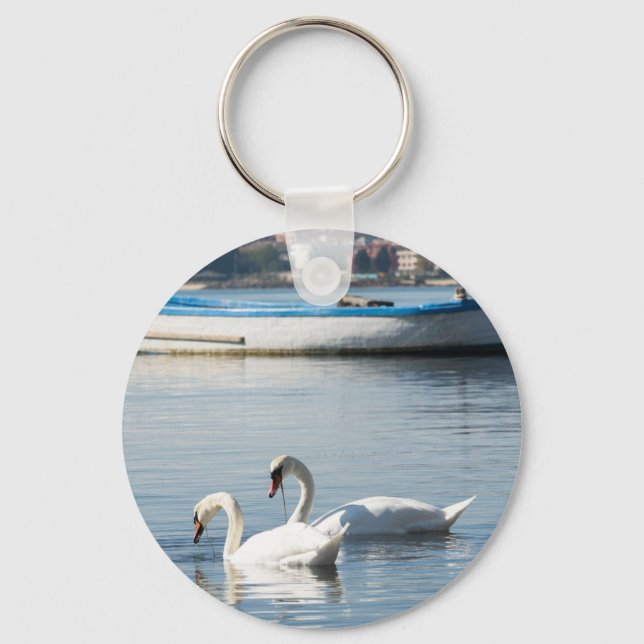 Two swans key ring