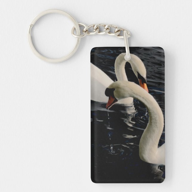 Two Swans on Lake Key Ring (Front)