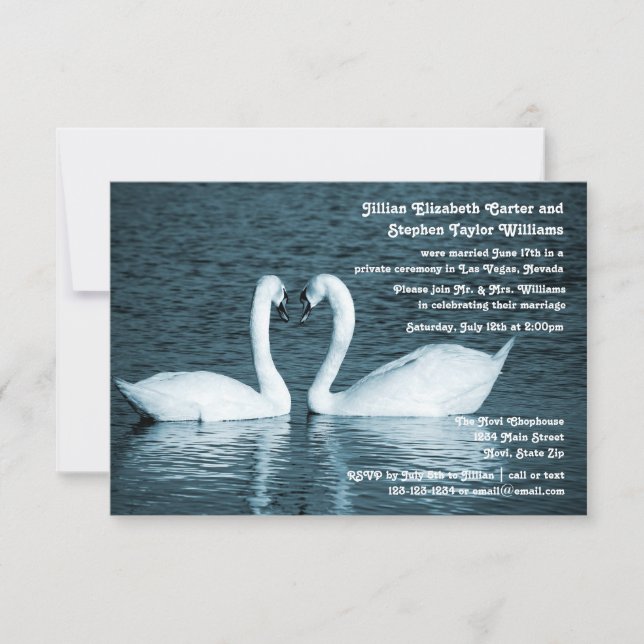 Two Swans Photo - 3x5 Wedding Announcement (Front)