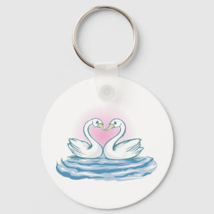 Two Swans Swimming Key Ring