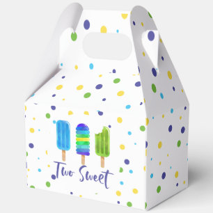 Two Sweet 2nd Birthday blue green Favour Box