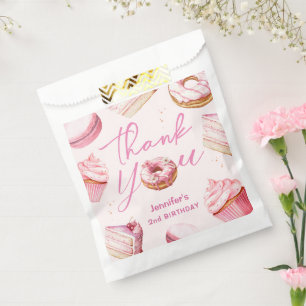TWO Sweet 2nd Birthday Girls Pink Doughnut Party Favour Bags