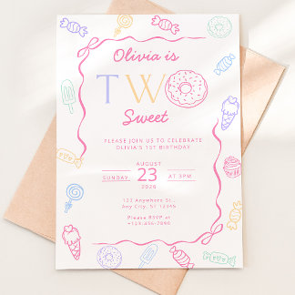 Two Sweet 2nd Birthday Invitation Candy Land
