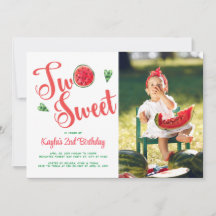 Two Sweet 2nd Birthday Photo Invitation