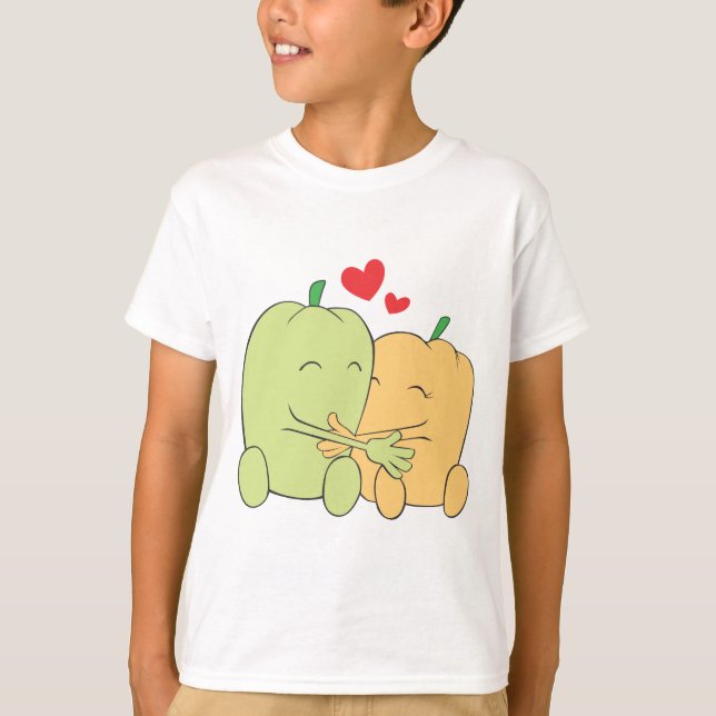 Two Sweet Bell Pepper Lovers Hugging T-Shirt (Front)