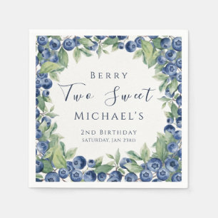 Two Sweet Berry Blueberry 2nd Birthday Boy Party Napkin