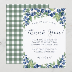 Two Sweet Berry Blueberry 2nd Birthday Thank You 