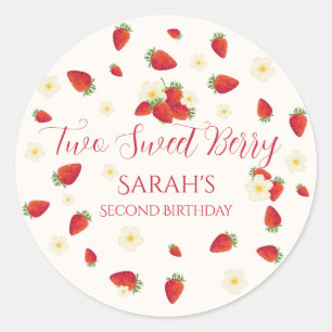 Two Sweet Berry Strawberry 2nd Birthday  Classic Round Sticker