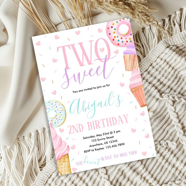 TWO Sweet Birthday Invitation (Creator Uploaded)