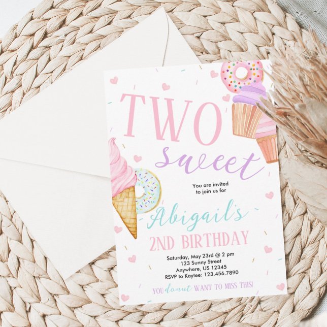 TWO Sweet Birthday Invitation (Creator Uploaded)